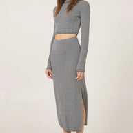One Grey Day - Maxine top- cropped long sleeve top 