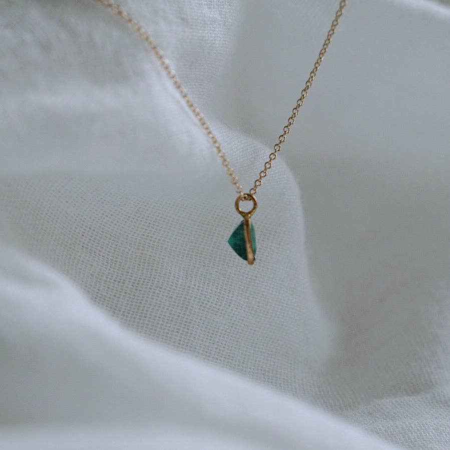Emerald Octogon Pendant Necklace in Sold 14k Gold 