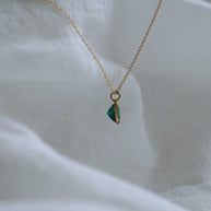 Emerald Octogon Pendant Necklace in Sold 14k Gold 
