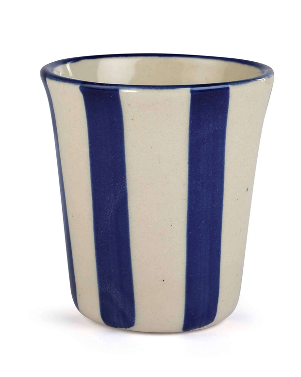 Casa Amarosa Ceramic Blue Stripe Drinking Glass