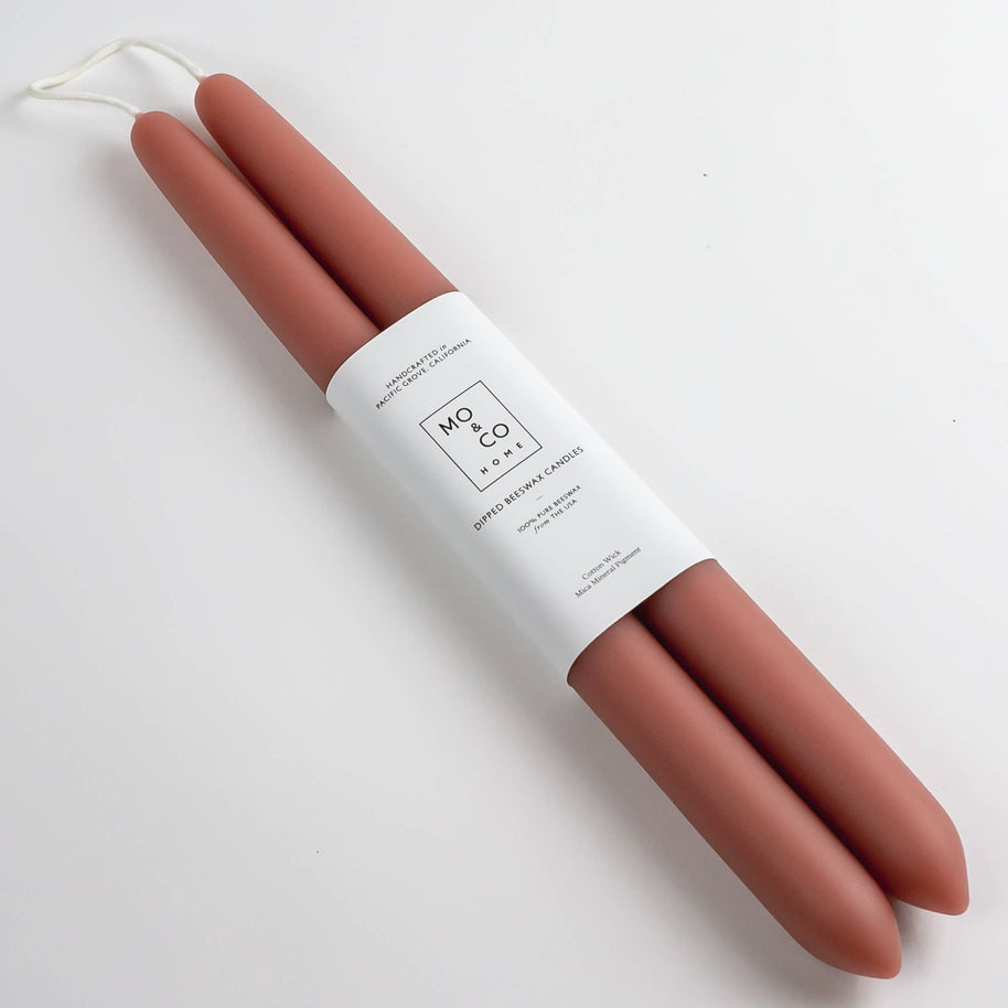 Terra Cotta | Dipped Beeswax Taper Candles | All Natural