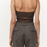 St. Agni Transparent Silk Cami in Black Olive 