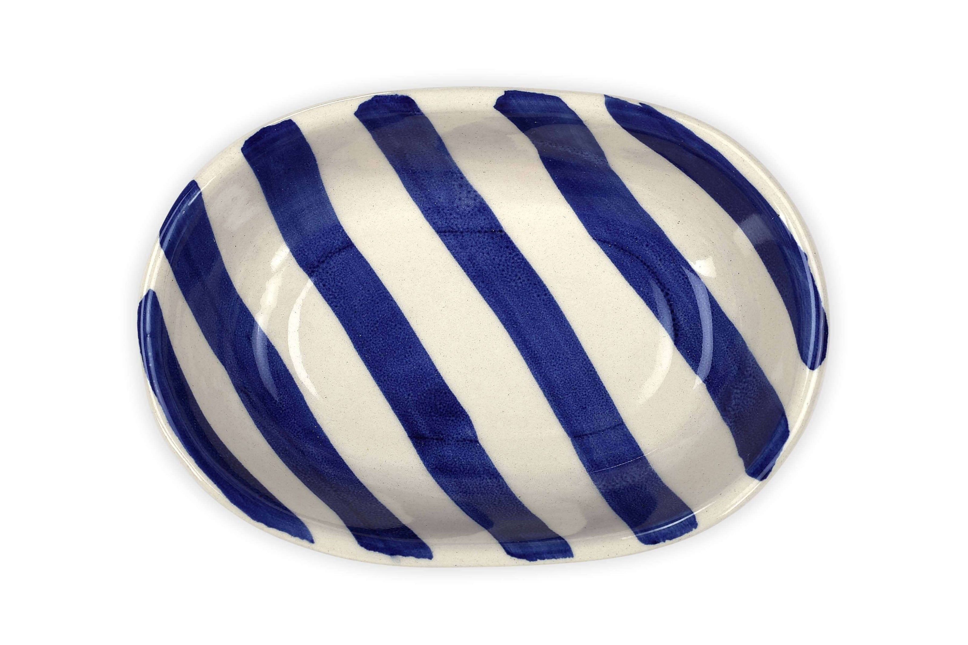 Casa Amarosa Ceramic Stripe Bowl Blue 