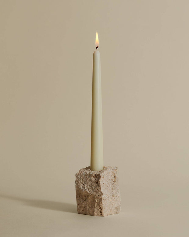 North Palm Candle Holder - Travertine candle stick holder 