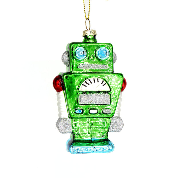 Green robot Christmas ornament 