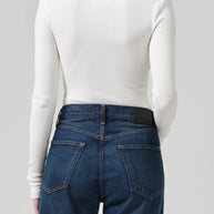 citizens of humanity cropped faena crewneck pashmina organic cotton long sleeve - favorite long sleeve crewneck white - off white cream long sleeve cropped - layering shirt long sleeve 