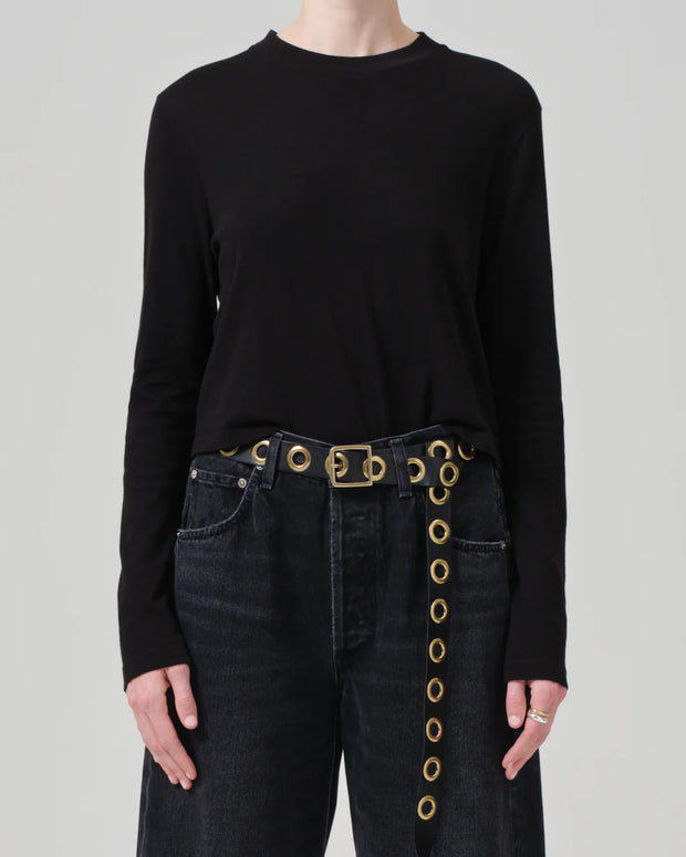Sabine Cropped Long Sleeve in black - classic cotton long sleeve citizens of humanity - ultra lightweight knit Sabine - super soft - long sleeve for layering