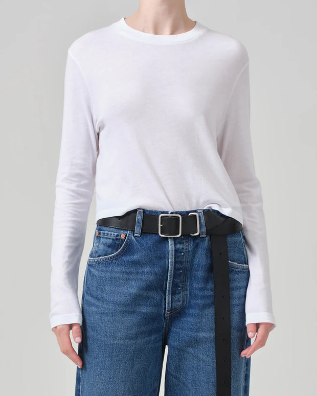 Sabine Cropped Long Sleeve in White - ultra lightweight knit Sabine - super soft - long sleeve for layering