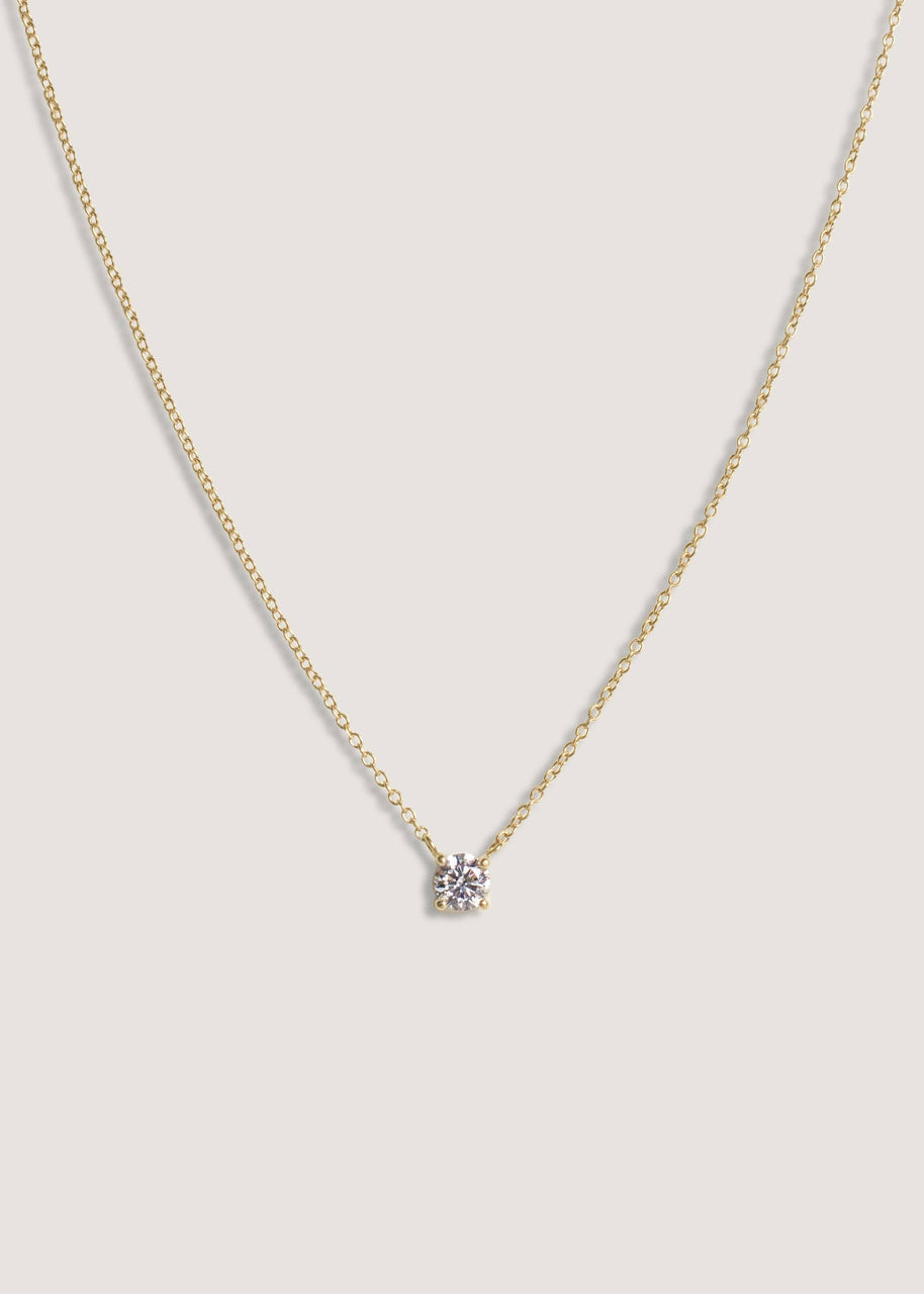 Kinn Solitaire Floating Round Diamond Necklace - Diamond Necklace 
