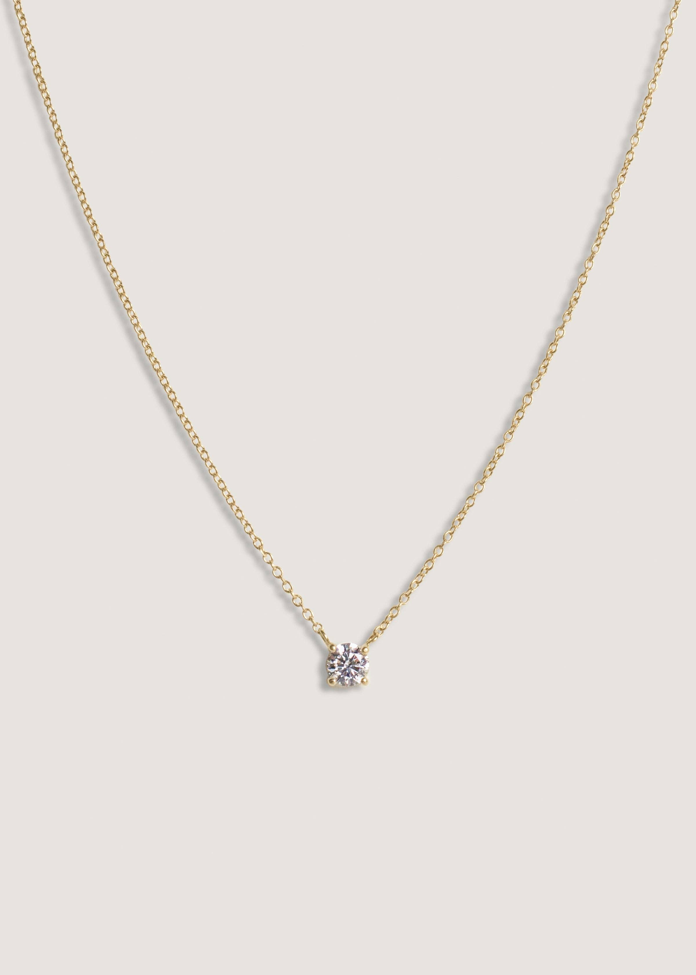 Kinn Solitaire Floating Round Diamond Necklace - Diamond Necklace 