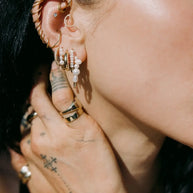 Loren Stewart Mini Friendship Safety Pin Earrings Pearls 