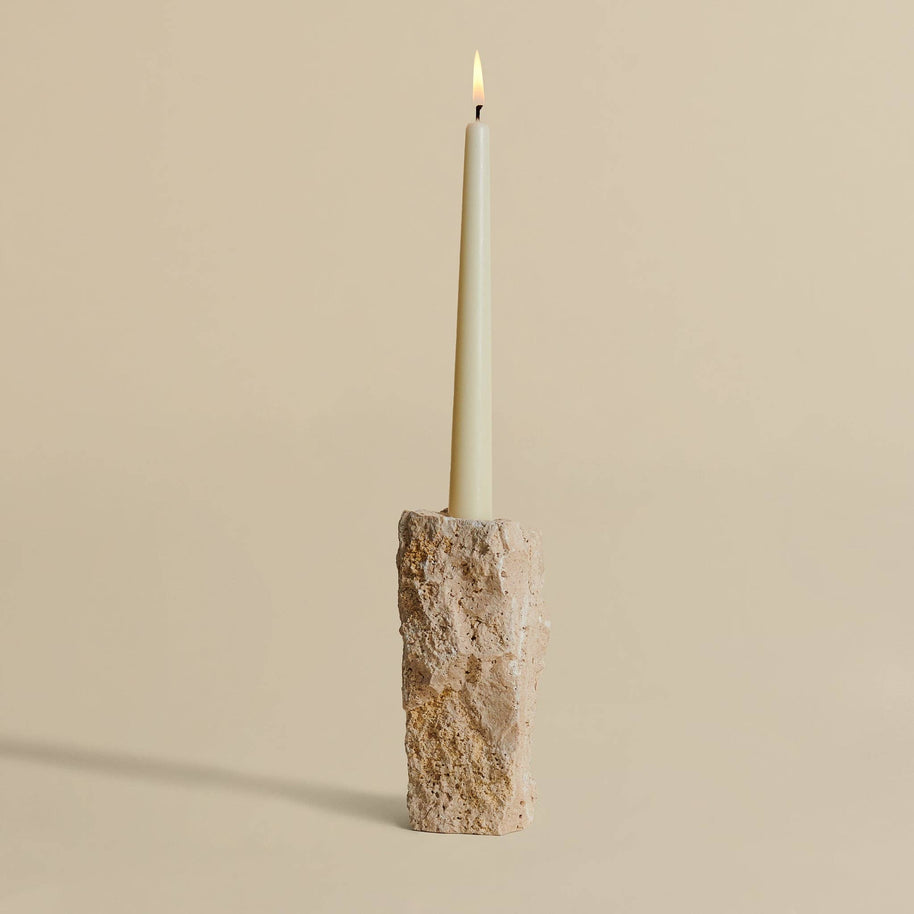 travertine candle holder - natural one of a kind candle stick holder 