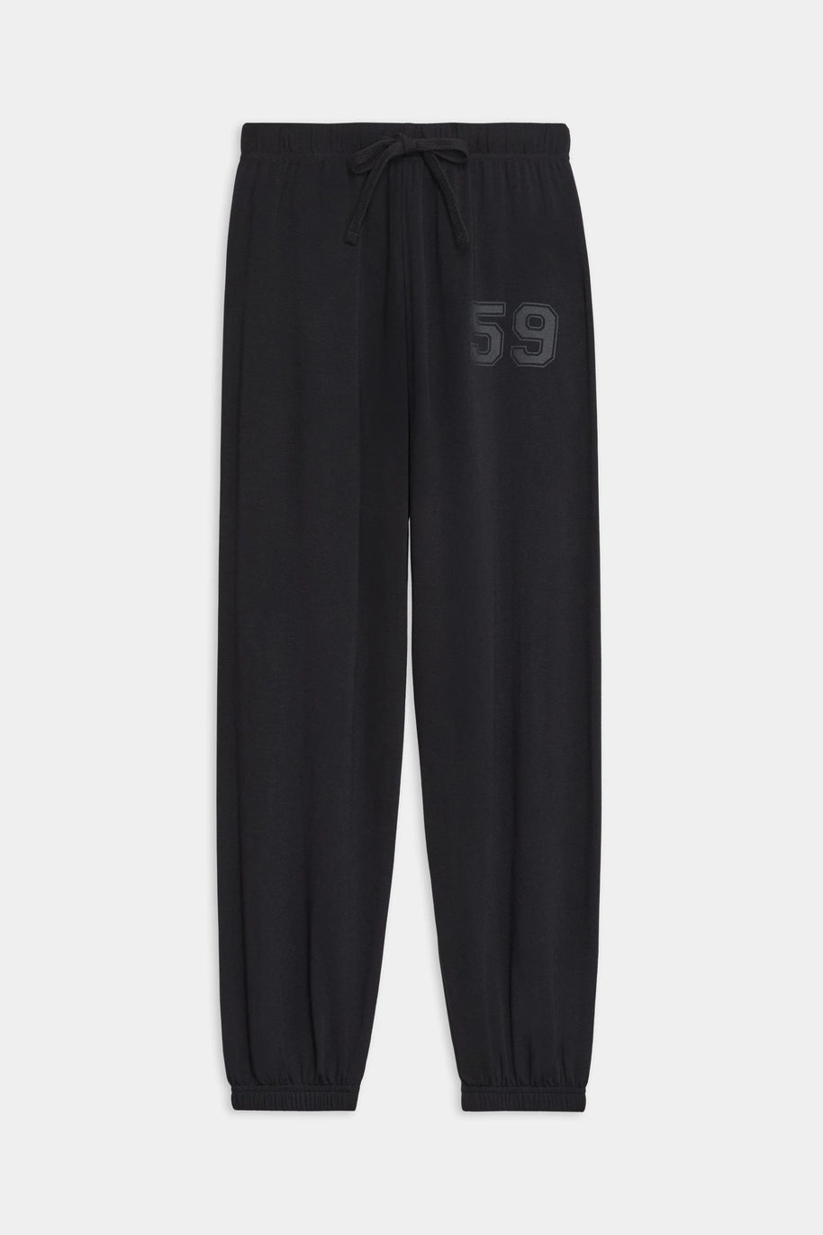 Andie Oversized Fleece Varsity 59 Sweatpant | Black