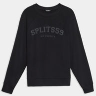 Andie Oversized Fleece Varsity Graphic Sweatshirt | Black