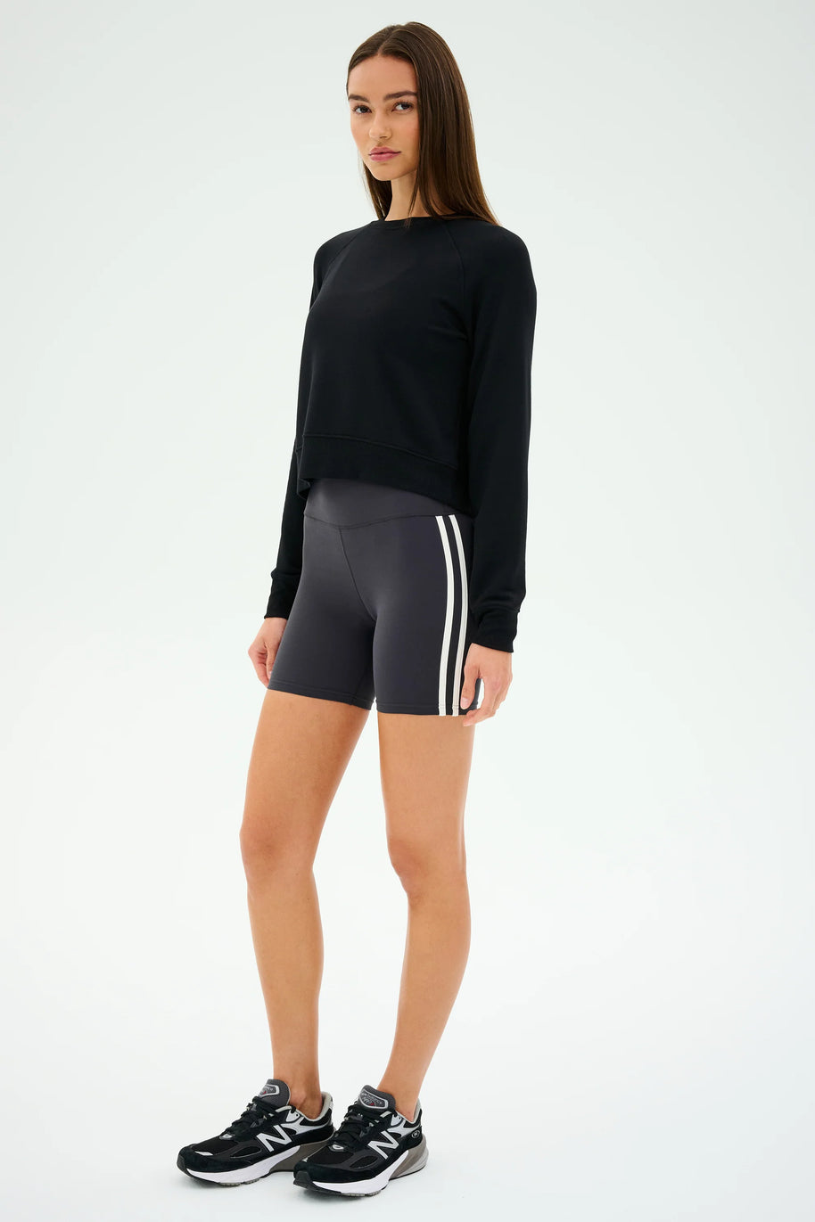 Splits59 Ella High Waist Airweight Graphite and White Shorts 