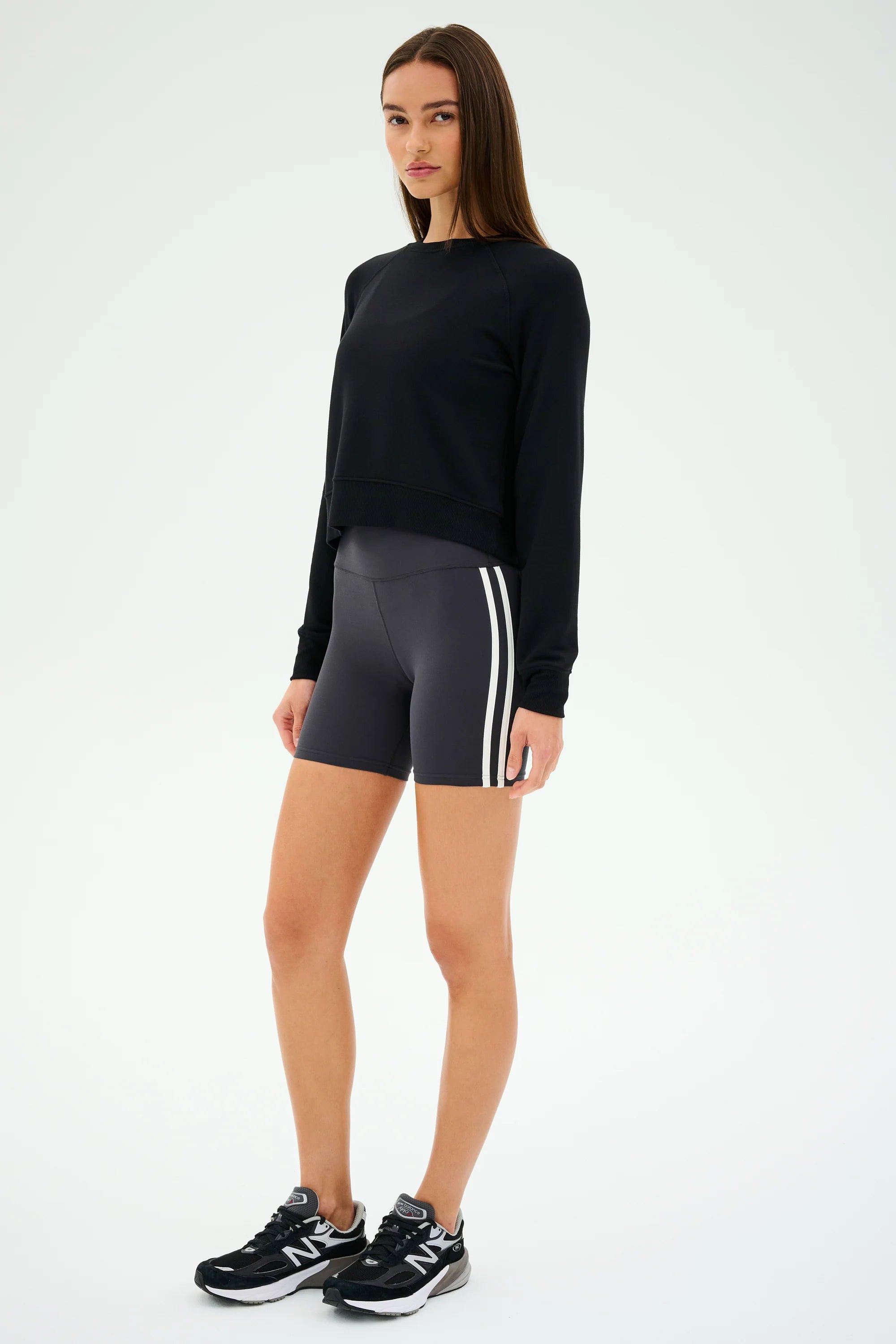 Splits59 Ella High Waist Airweight Graphite and White Shorts 