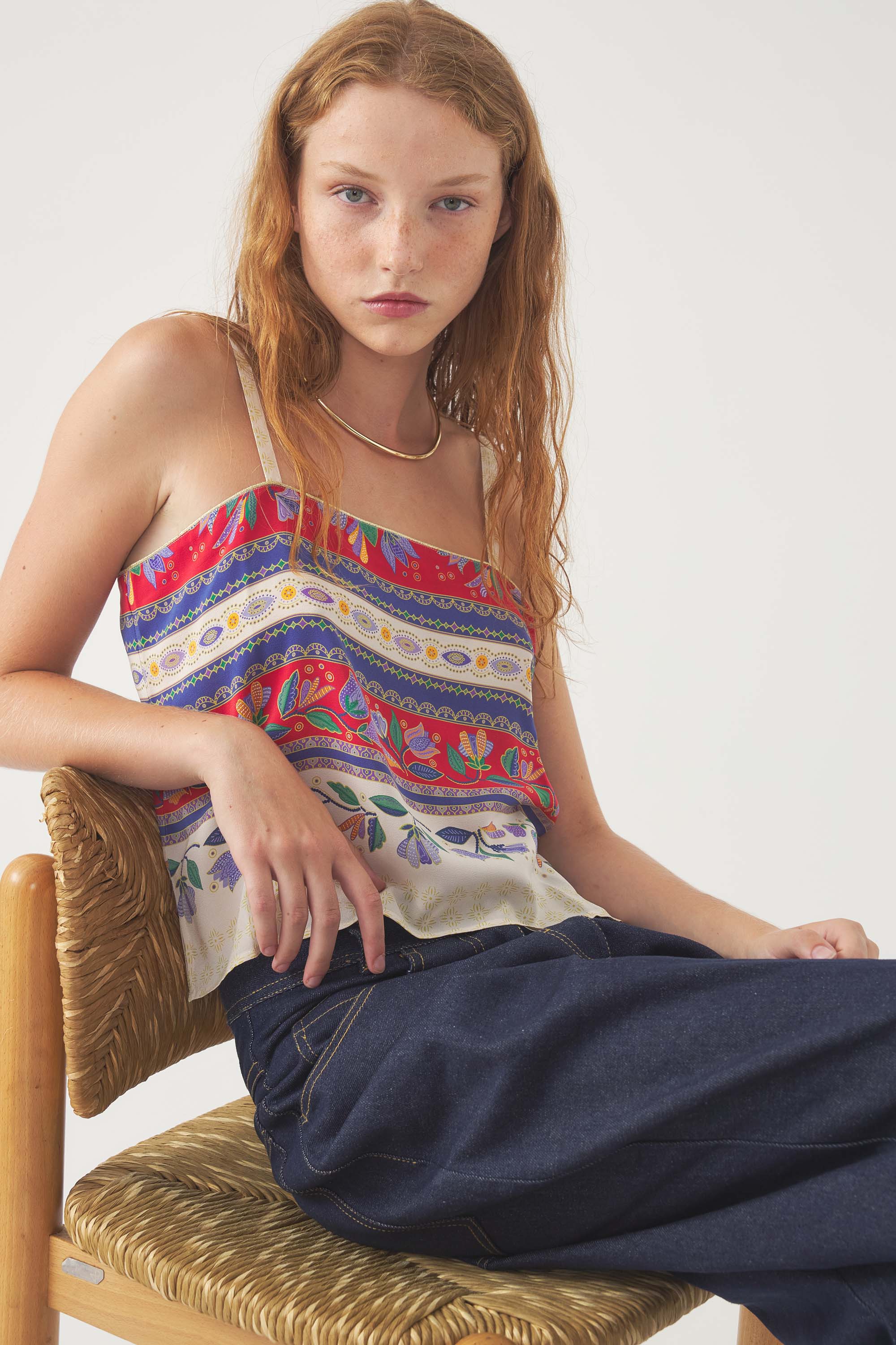 Christina Printed Silk Top