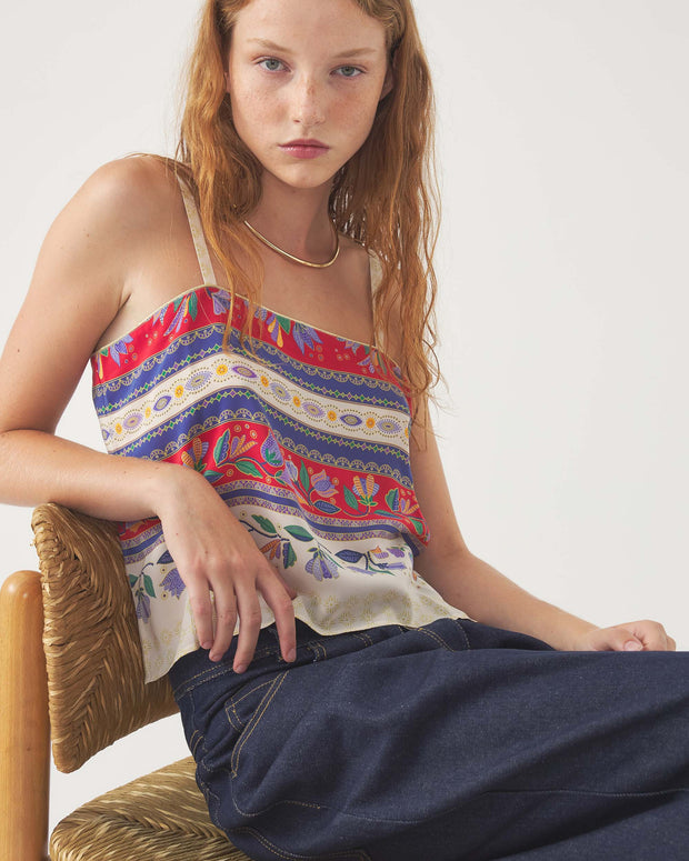 Christina Printed Silk Top
