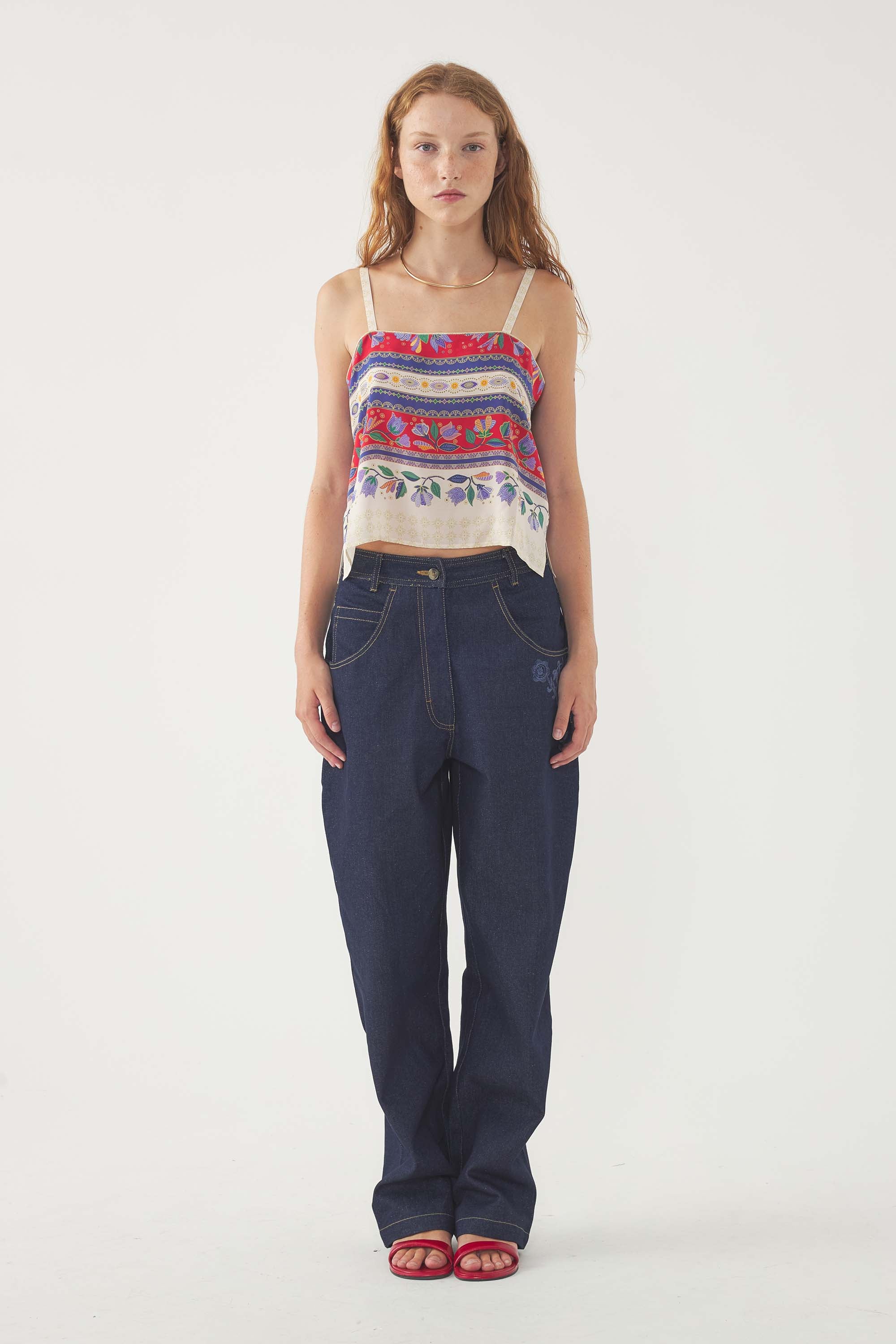Christina Printed Silk Top