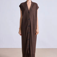 Apiece Apart Olana Knit Midi Sweater Dress Espresso 