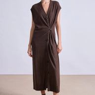 Apiece Apart Olana Knit Midi Sweater Dress Espresso 