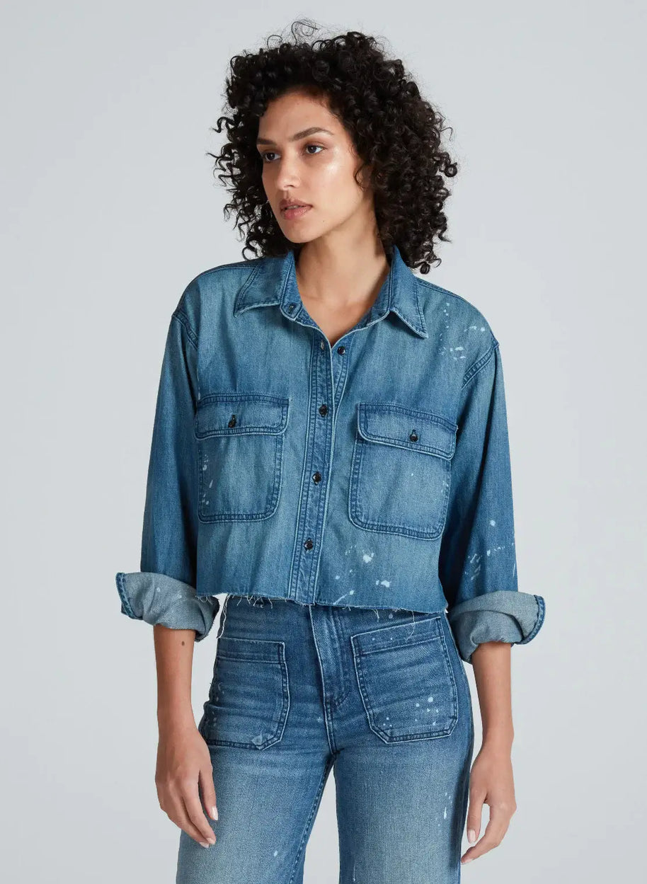 Askk NY Nantucket Shirt in Mullholand Cropped Denim Shirt 