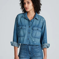 Askk NY Nantucket Shirt in Mullholand Cropped Denim Shirt 