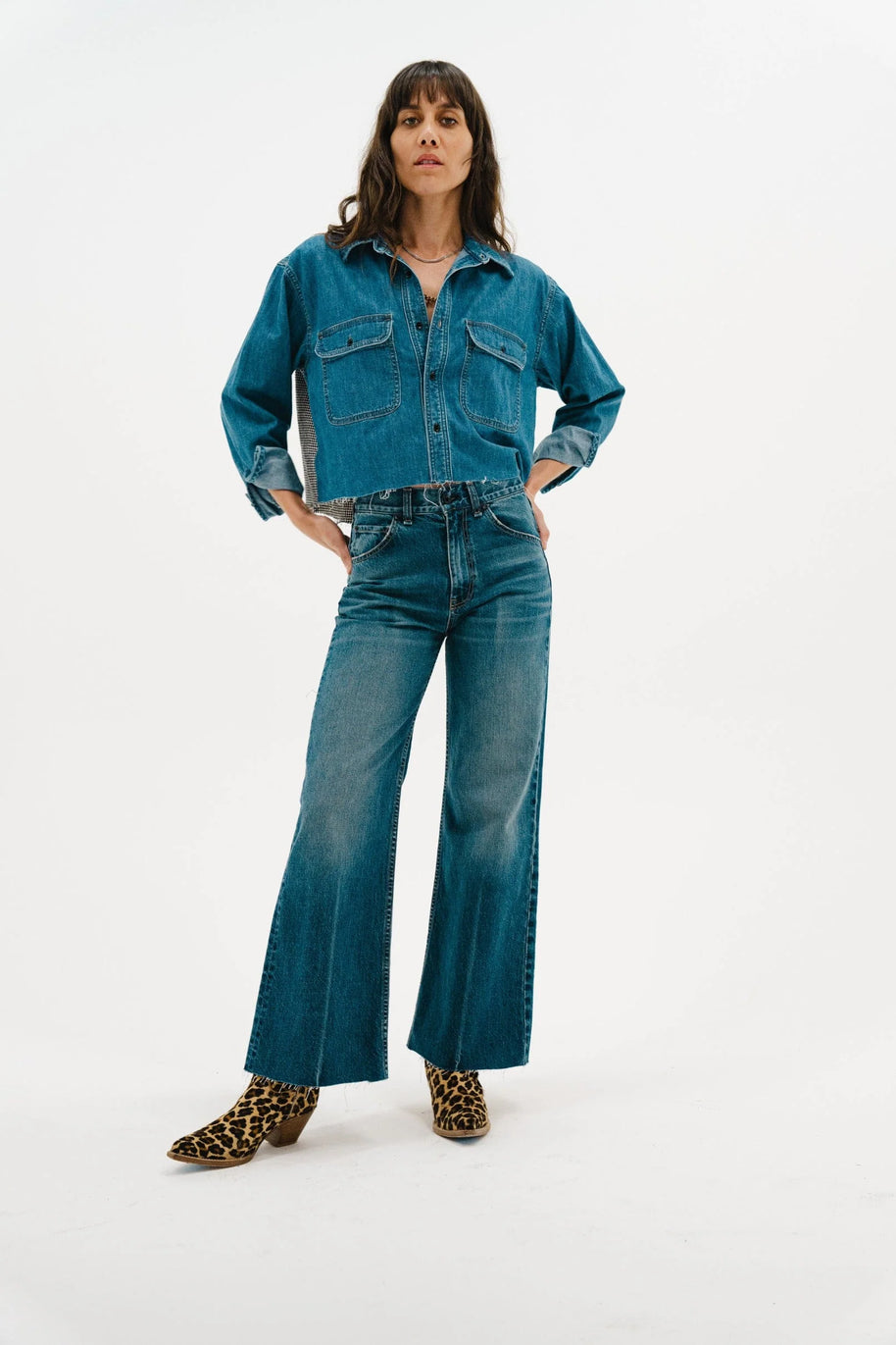 Askk NY Mercer Jean Cropped Flare Jean Dark Denim for Women 