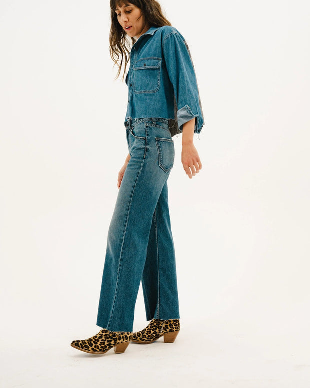 Askk NY Mercer Jean Cropped Flare Jean Dark Denim for Women 