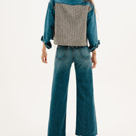 Askk NY Mercer Jean Cropped Flare Jean Dark Denim for Women 
