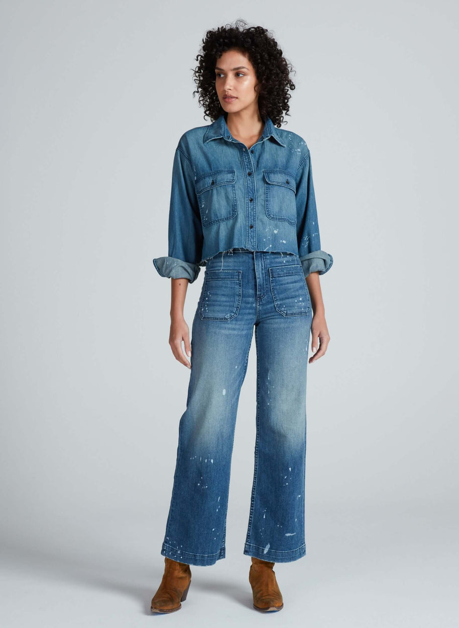 Askk NY Nantucket Shirt in Mullholand Cropped Denim Shirt 