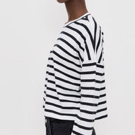 Cropped Long Sleeve Tee Stripe | White Thin Stripe