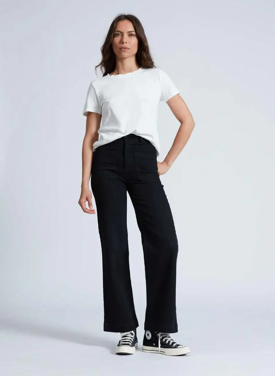 Askk NY Sailor Jean Black Resin Black Wide Leg Jeans 