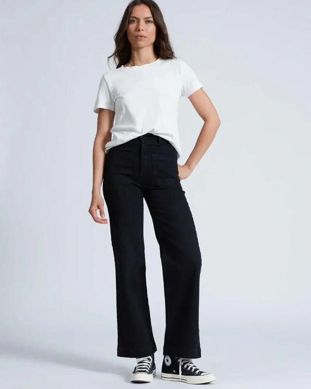 Askk NY Sailor Jean Black Resin Black Wide Leg Jeans 