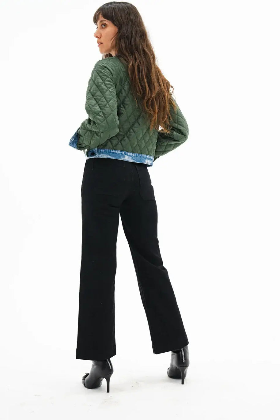 Askk NY Sailor Jean Black Resin Black Wide Leg Jeans 