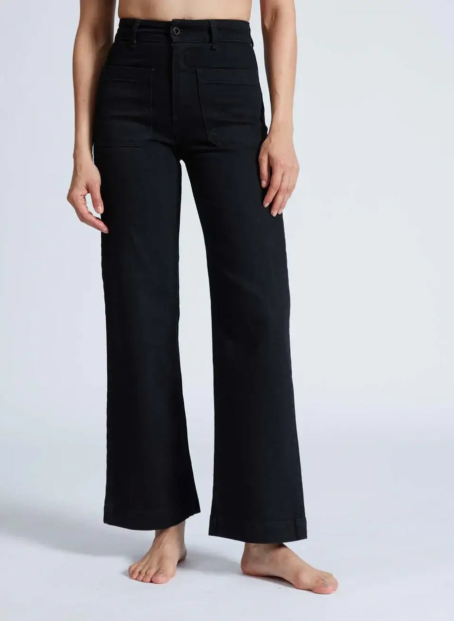 Askk NY Sailor Jean Black Resin Black Wide Leg Jeans 