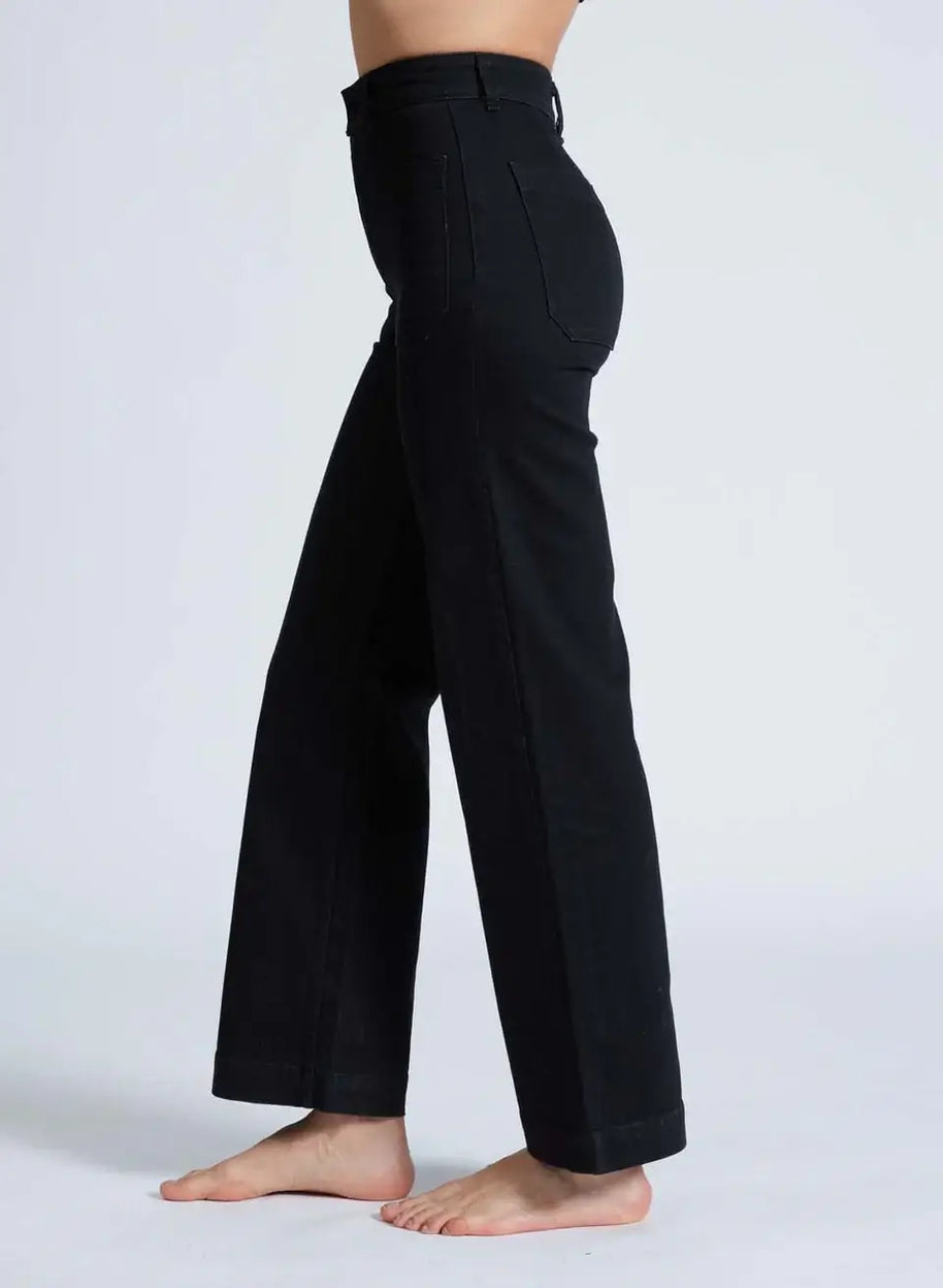 Askk NY Sailor Jean Black Resin Black Wide Leg Jeans 