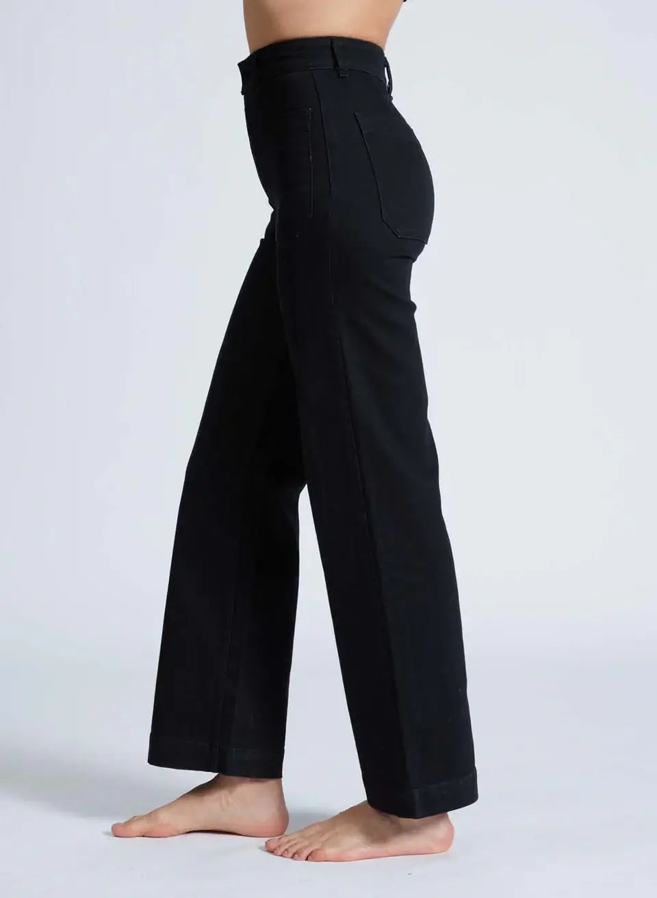 Askk NY Sailor Jean Black Resin Black Wide Leg Jeans 