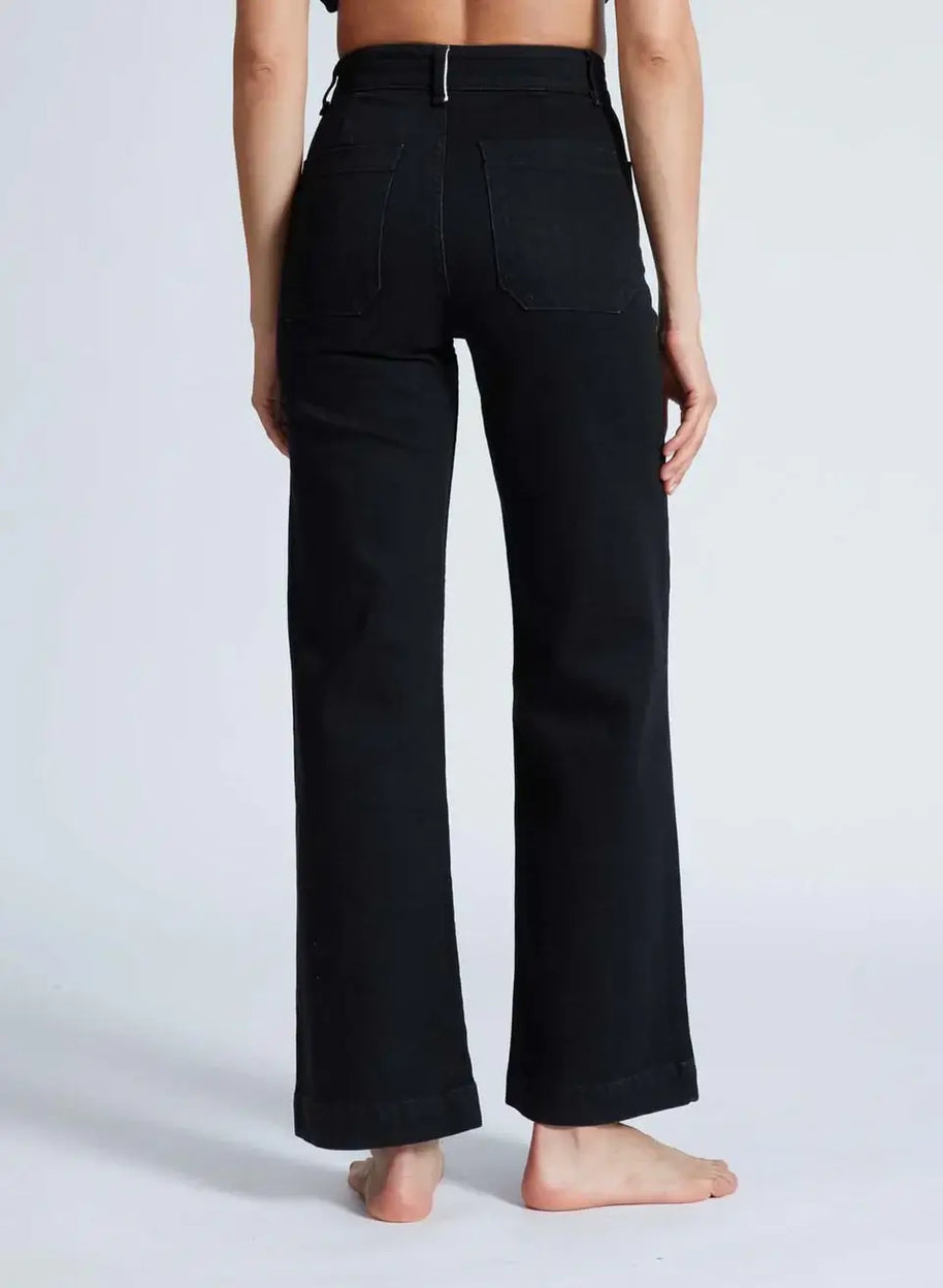 Askk NY Sailor Jean Black Resin Black Wide Leg Jeans 