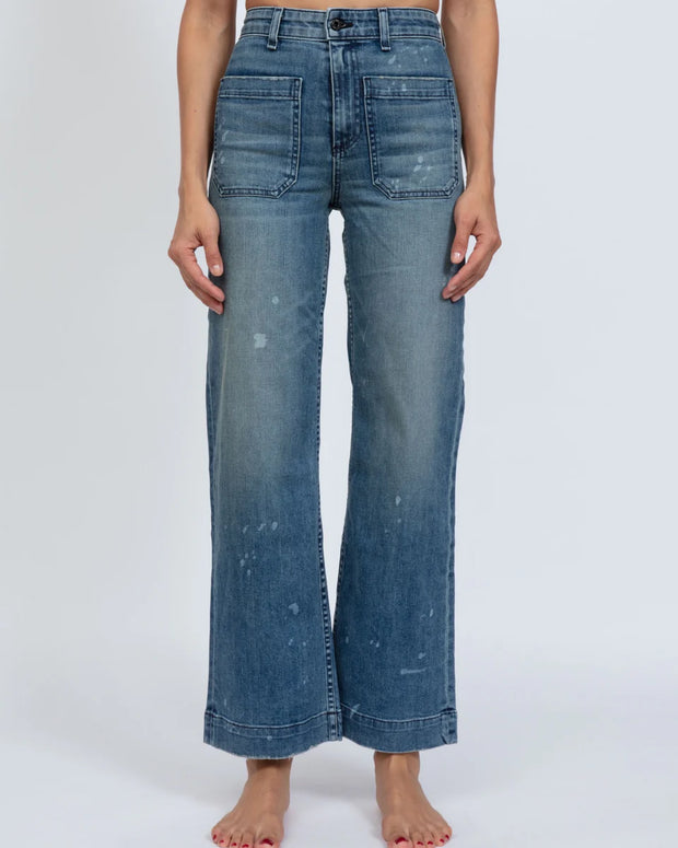 askk ny sailor pant mulholland - distressed high rise ankle length wide leg jeans denim