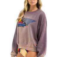 Aviator Nation Water Skier Crew Sweatshirt Faded Mocha 