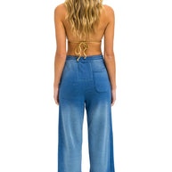Aviator Nation Parrot Wide Leg Pocket Sweatpants Faded Water