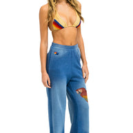 Aviator Nation Parrot Wide Leg Pocket Sweatpants Faded Water