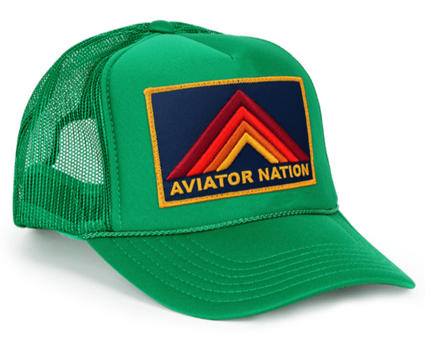 Aviator Nation Mountain Stripe Trucker Hat Kelly Green