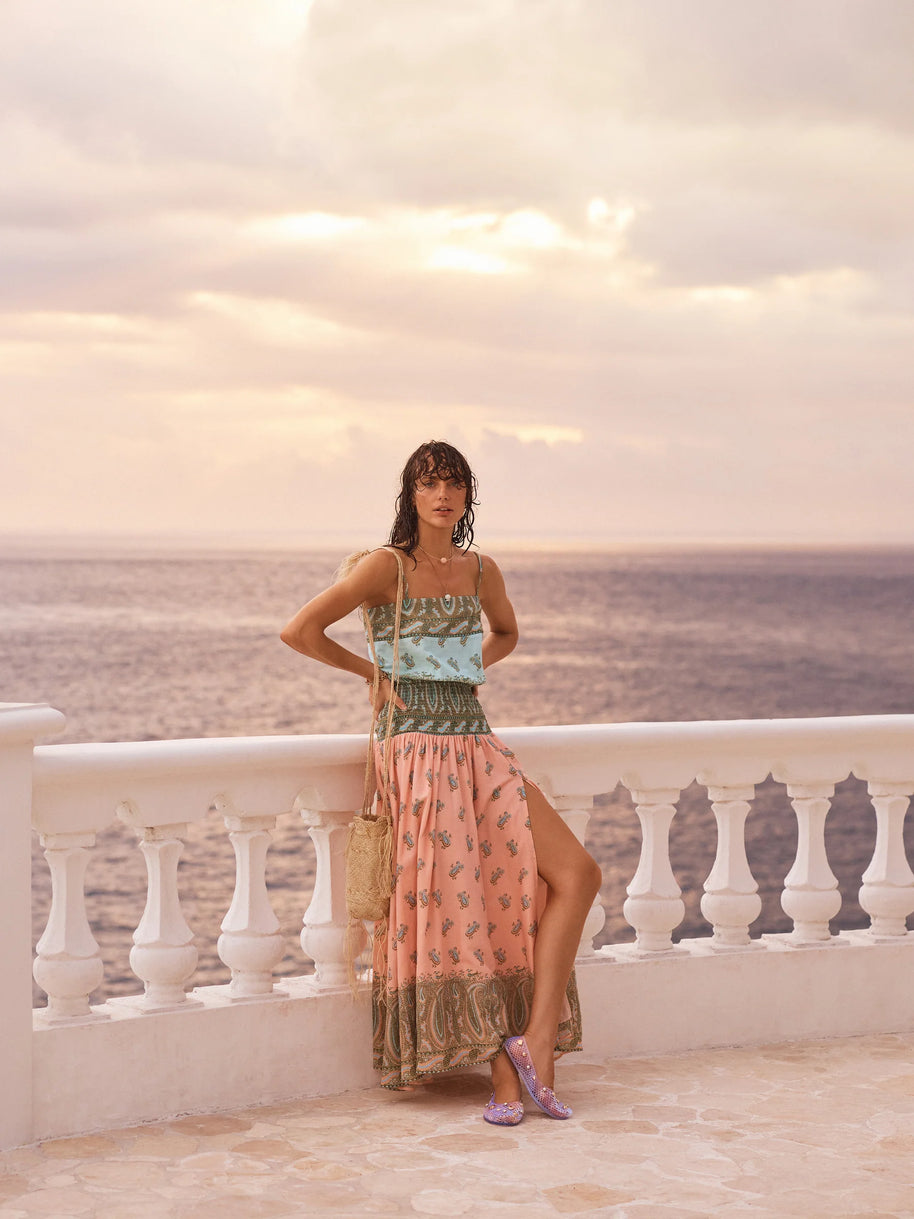 Lucent Drop Waist Maxi Dress