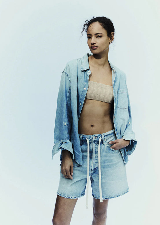 brynn drawstring short jesamyn - citizens of humanity brynn - denim bermuda shorts - long jean shorts 