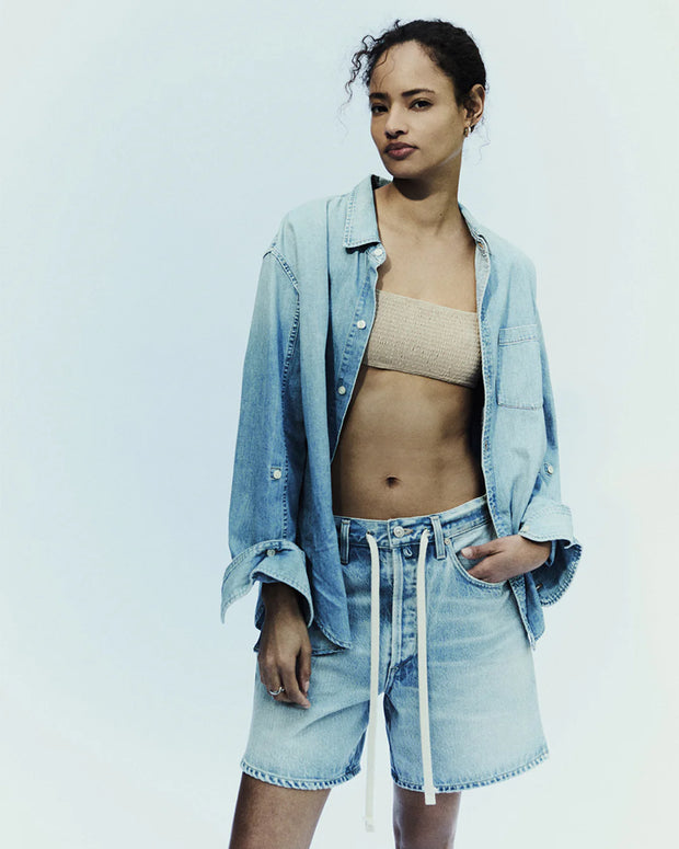 brynn drawstring short jesamyn - citizens of humanity brynn - denim bermuda shorts - long jean shorts 