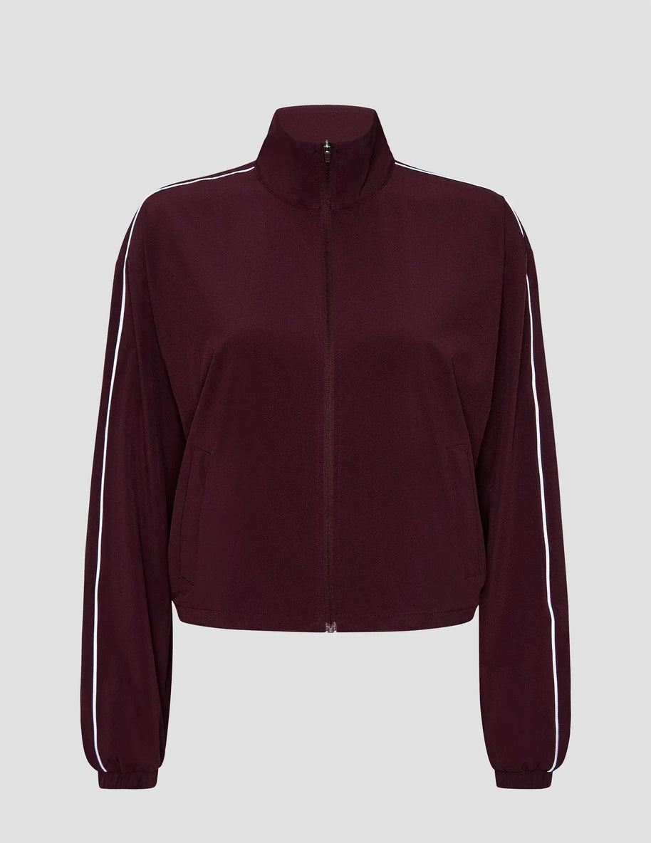 Beyond Yoga Track Jacket in Black Cherry