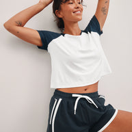 Beyond Yoga Featherweight Colorblock Tee in Nocturnal Navy