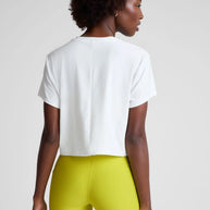 Beyond Yoga Featherweight Supreme Cropped Tee in Cloud White 
